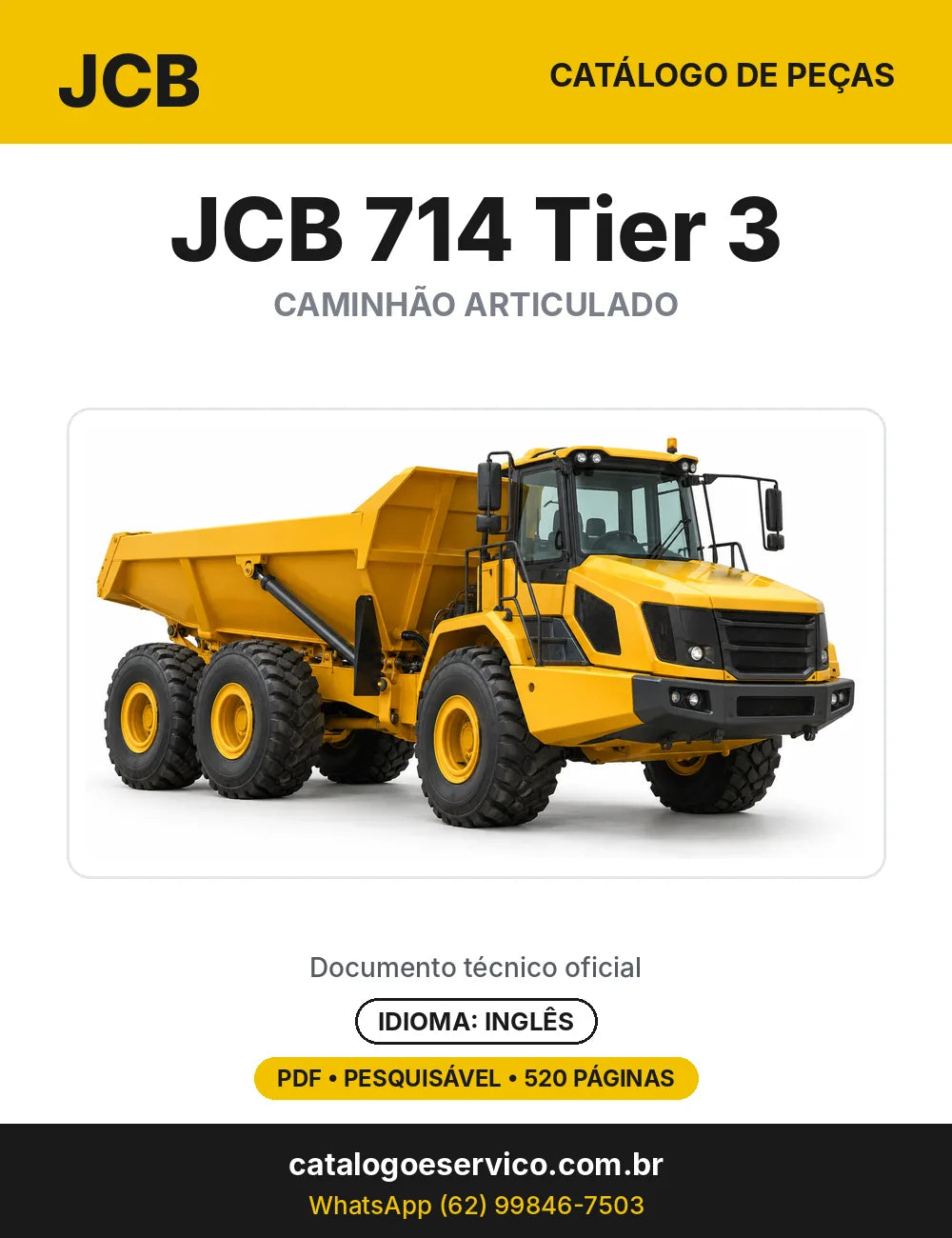Catálogo de peças JCB 714 Tier 3 — capa do catálogo em PDF
