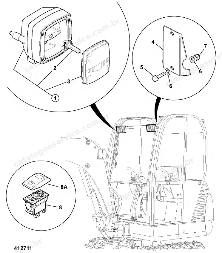 Catálogo de peças JCB 8065ZTS — vista explodida 4 de 4