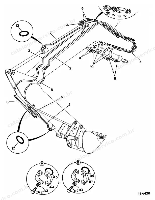 Catálogo de peças JCB 818 Super — vista explodida 1 de 4
