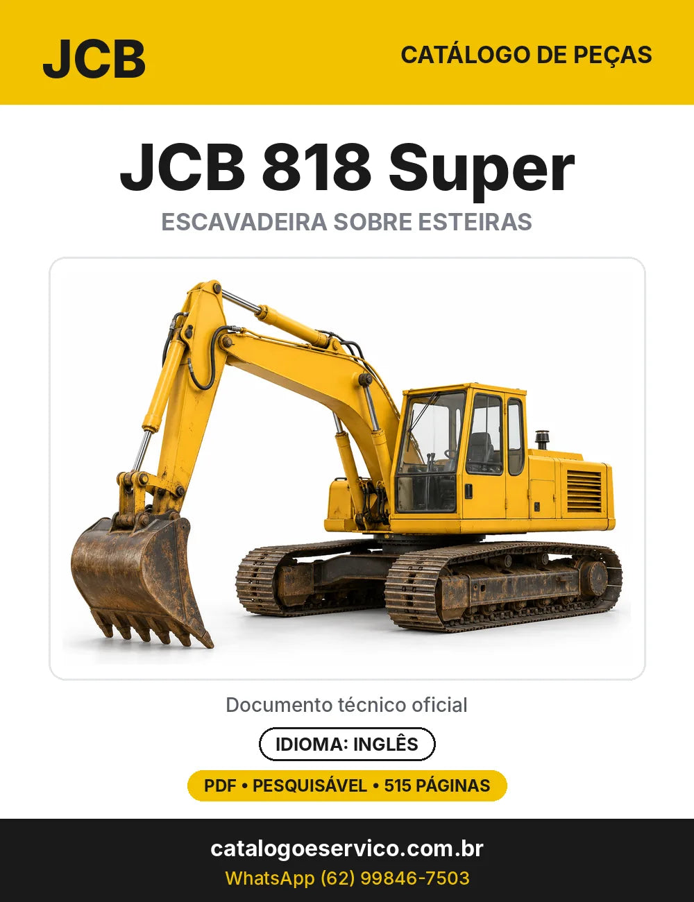Catálogo de peças JCB 818 Super — capa do catálogo em PDF