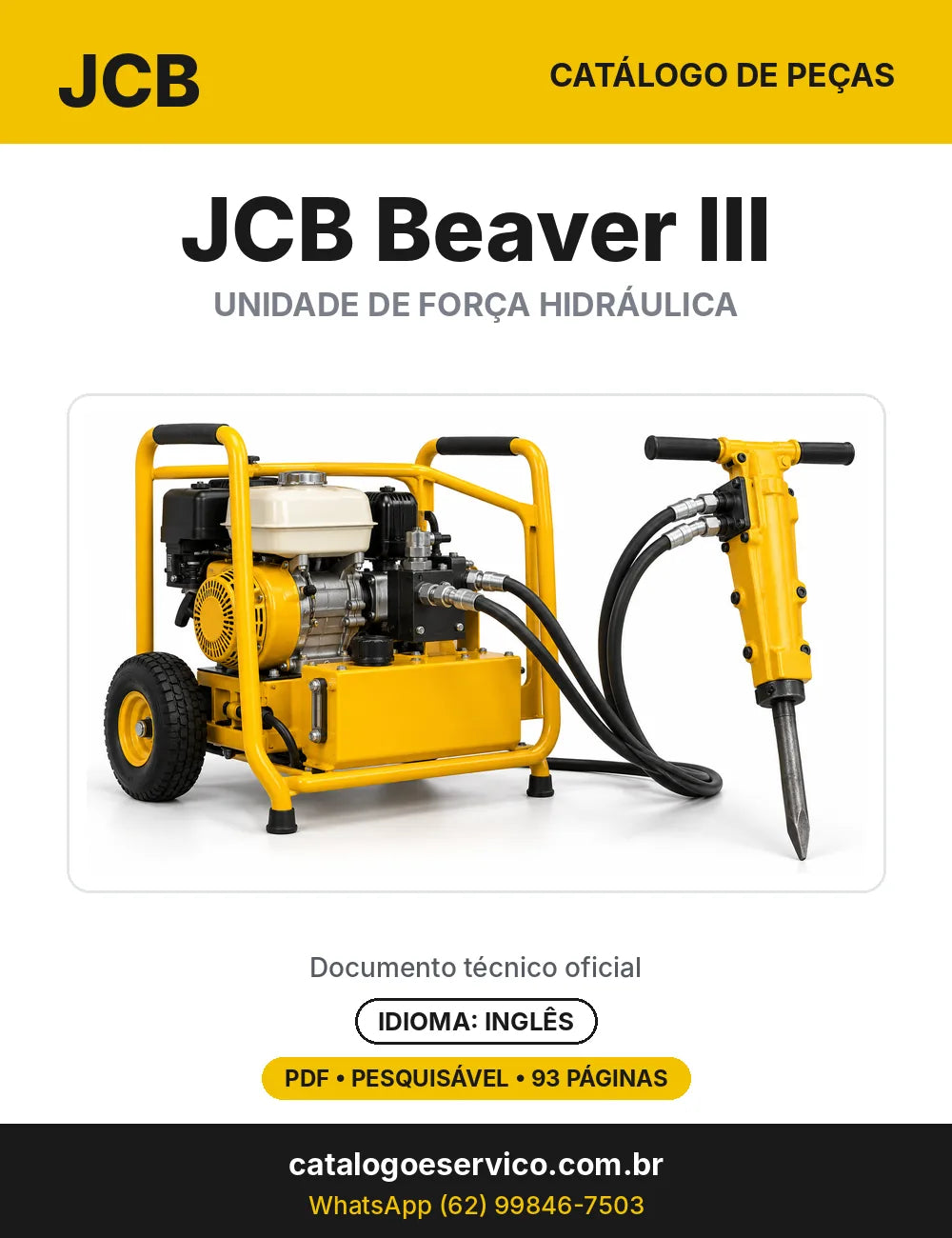 Catálogo de peças JCB Beaver III — capa do catálogo em PDF