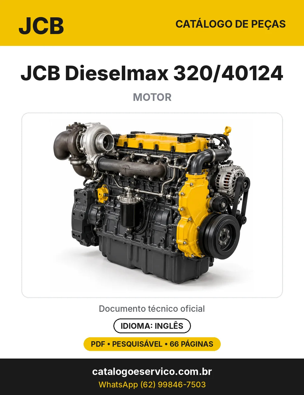 Catálogo de peças JCB Dieselmax 320/40124 — capa do catálogo em PDF