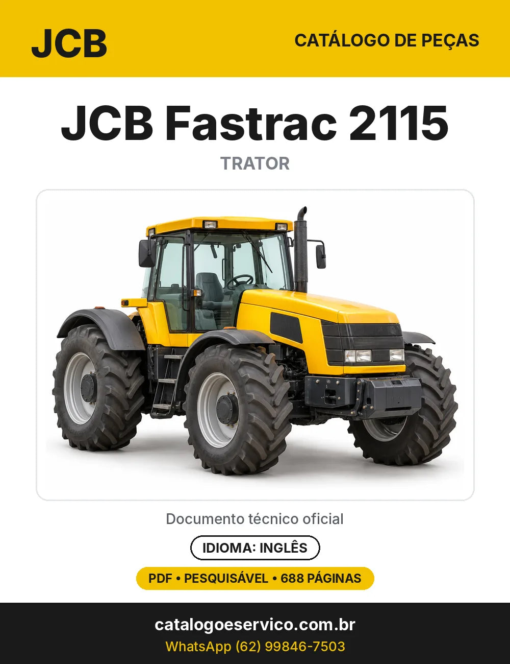 Catálogo de peças JCB Fastrac 2115 — capa do catálogo em PDF