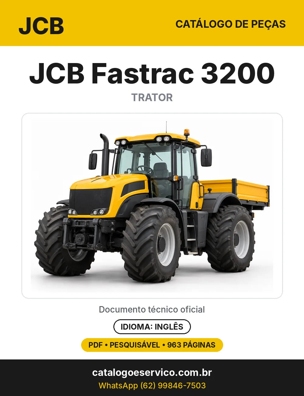 Catálogo de peças JCB Fastrac 3200 — capa do catálogo em PDF