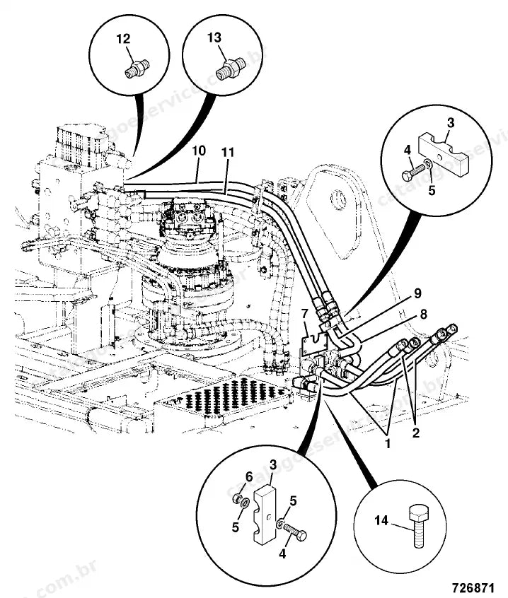 Catálogo de peças JCB JS190 T3 — vista explodida 1 de 4