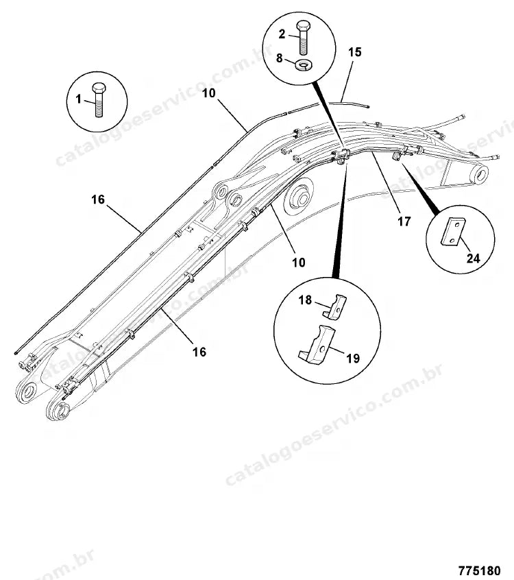 Catálogo de peças JCB JS460-T2 — vista explodida 1 de 4