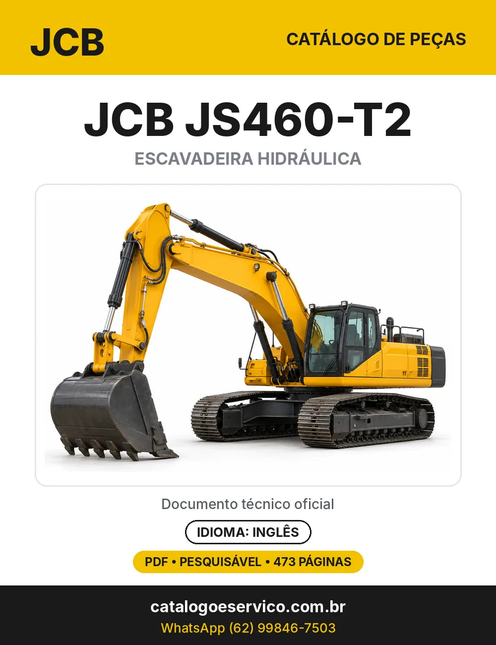 Catálogo de peças JCB JS460-T2 — capa do catálogo em PDF