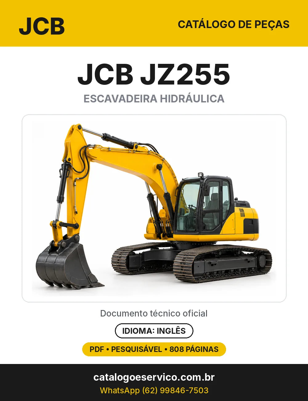 Catálogo de peças JCB JZ255 — capa do catálogo em PDF