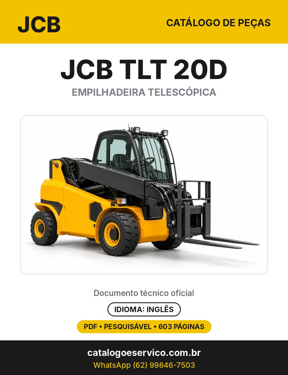 Catálogo de peças JCB TLT 20D — capa do catálogo em PDF