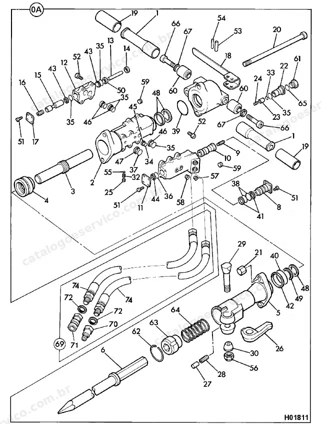 Catálogo de peças JCB Trojan II 30 L — vista explodida 1 de 4