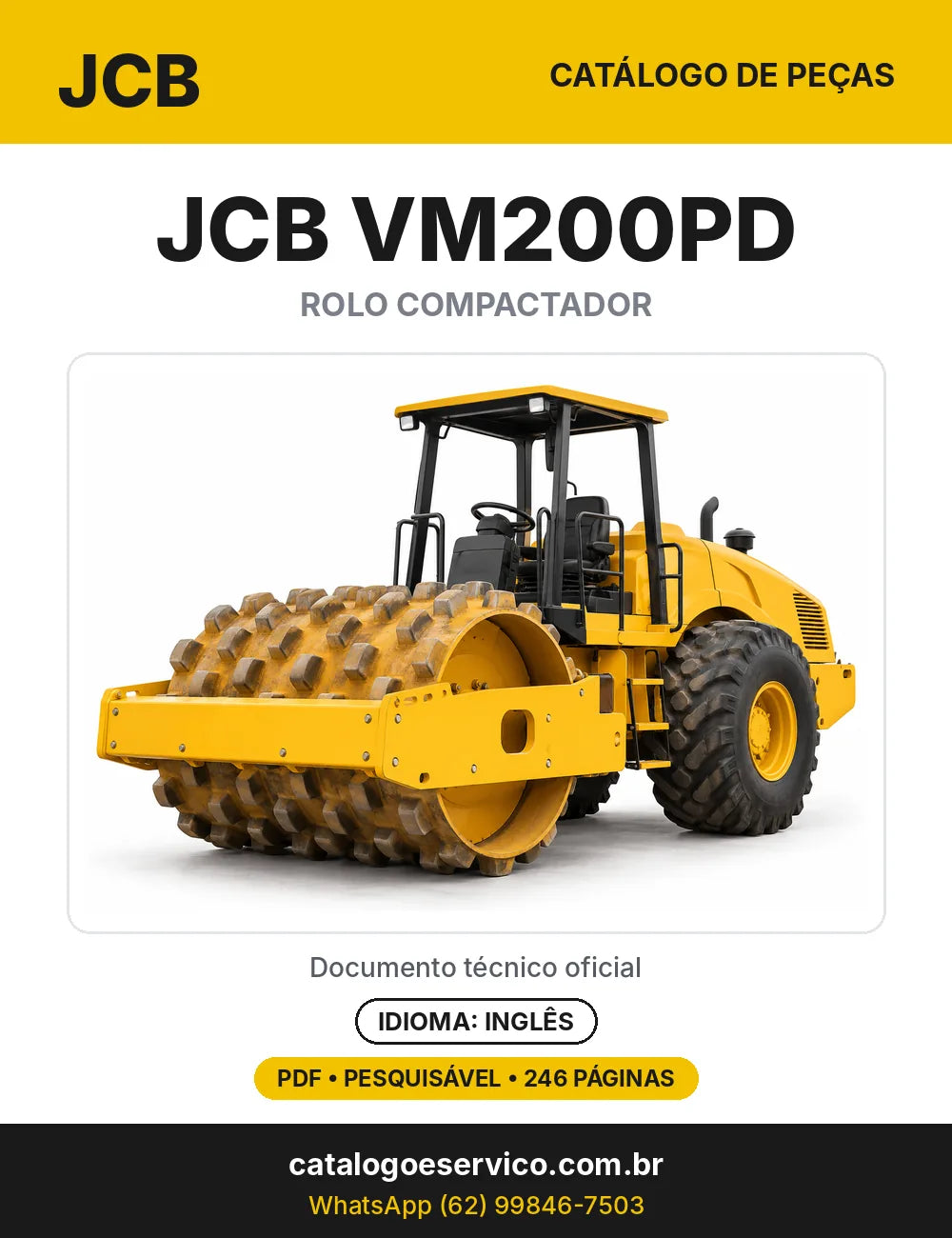Catálogo de peças JCB VM200PD — capa do catálogo em PDF