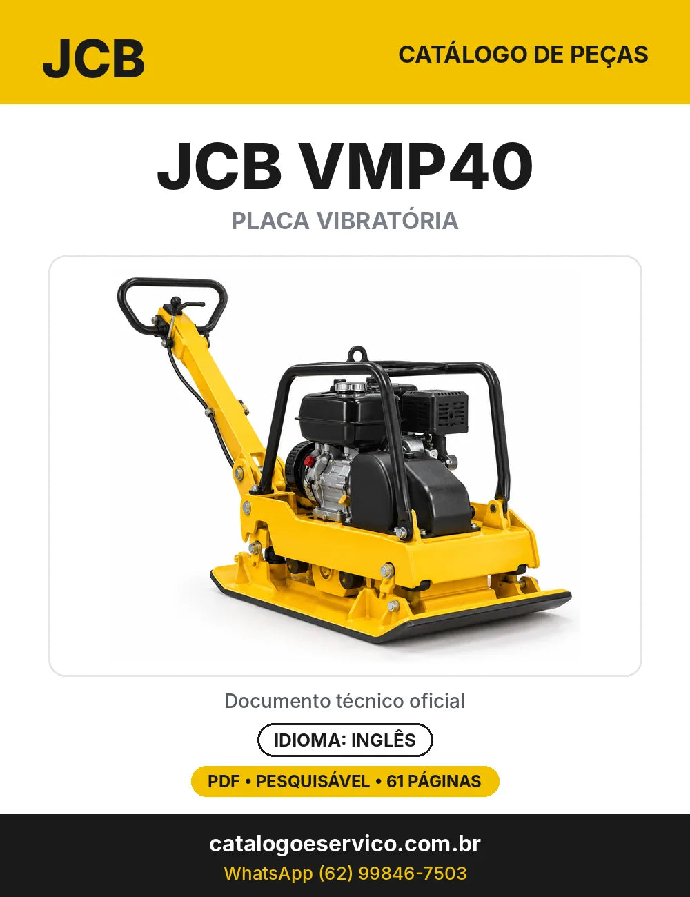 Catálogo de peças JCB VMP40 — capa do catálogo em PDF