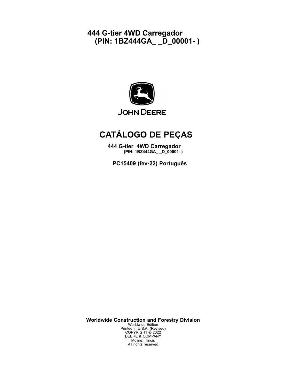 Catálogo de Peças John Deere 444 G-tier