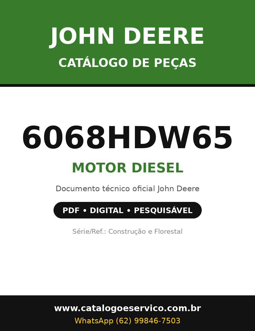 Catálogo de Peças John Deere - 6068HDW65 - Motor Diesel