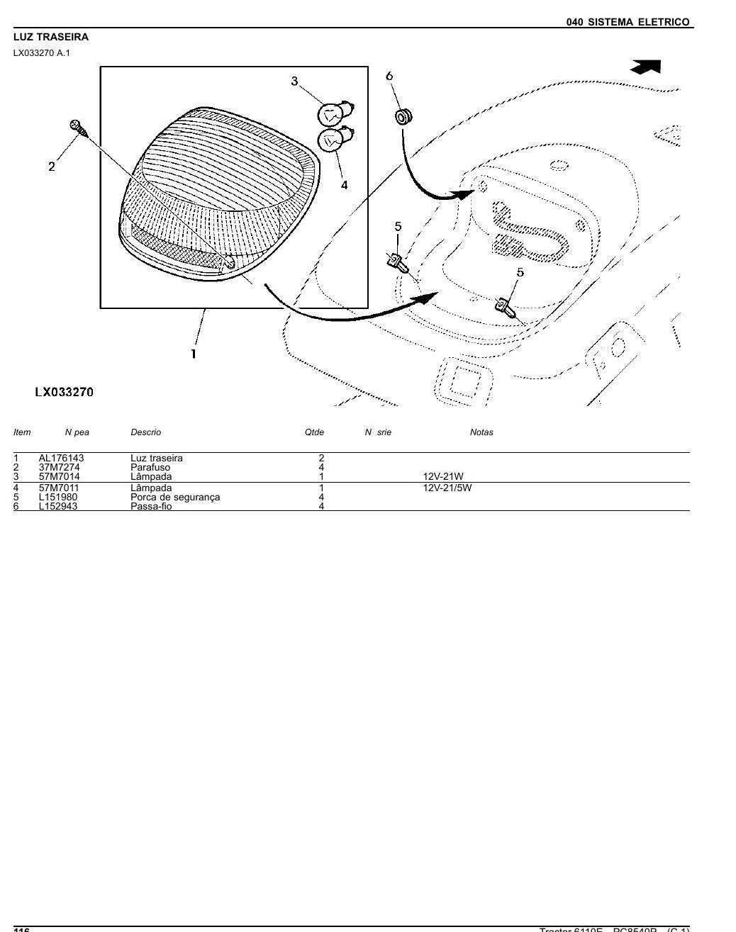 Catálogo de Peças John Deere 6110E — Catálogo oficial de peças do trator John Deere 6110E com números - print 2