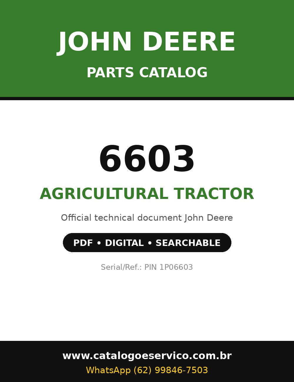 Catálogo de Peças John Deere - 6603 - Trator Agrícola (Inglês)