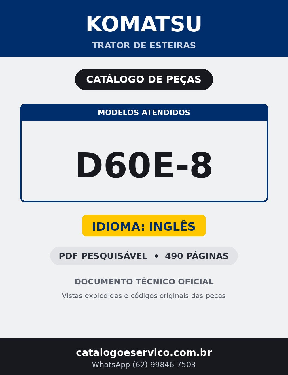 Catalogo De Pecas Komatsu - D60e-8 - capa