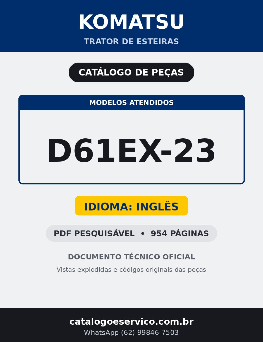 Catalogo De Pecas Komatsu - D61ex-23 - capa
