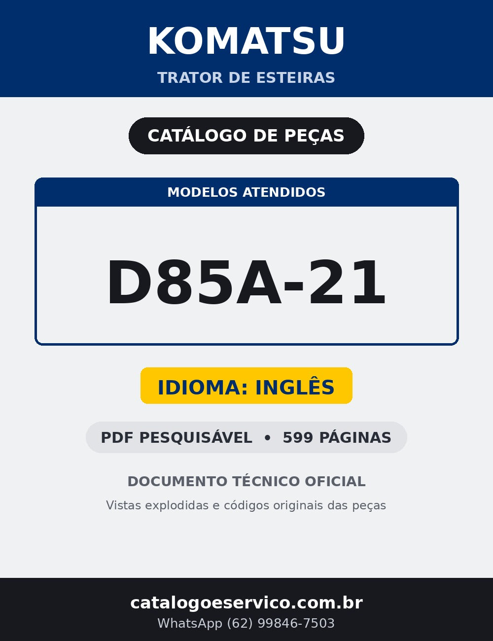 Catalogo De Pecas Komatsu - D85a-21 - capa