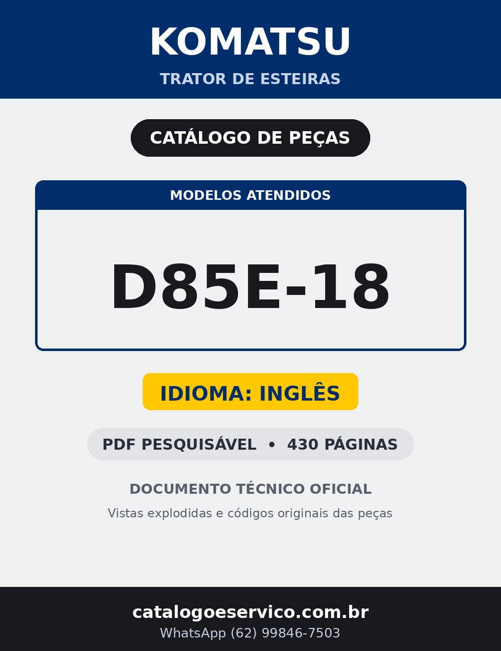 Catalogo De Pecas Komatsu - D85e-18 - capa