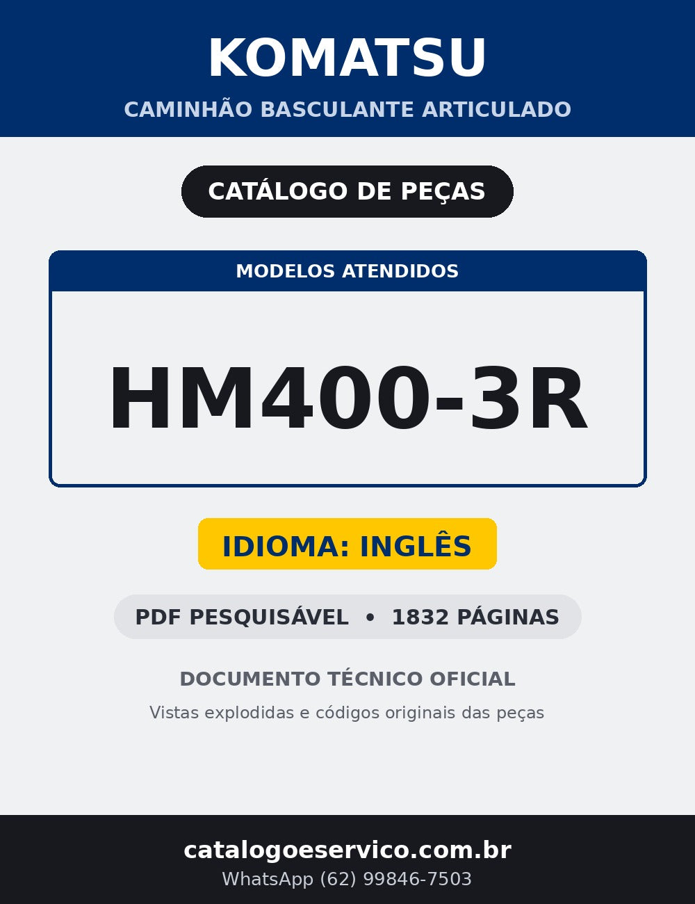 Catálogo de pecas Komatsu - HM400-3R - Cam. Basculantes - capa