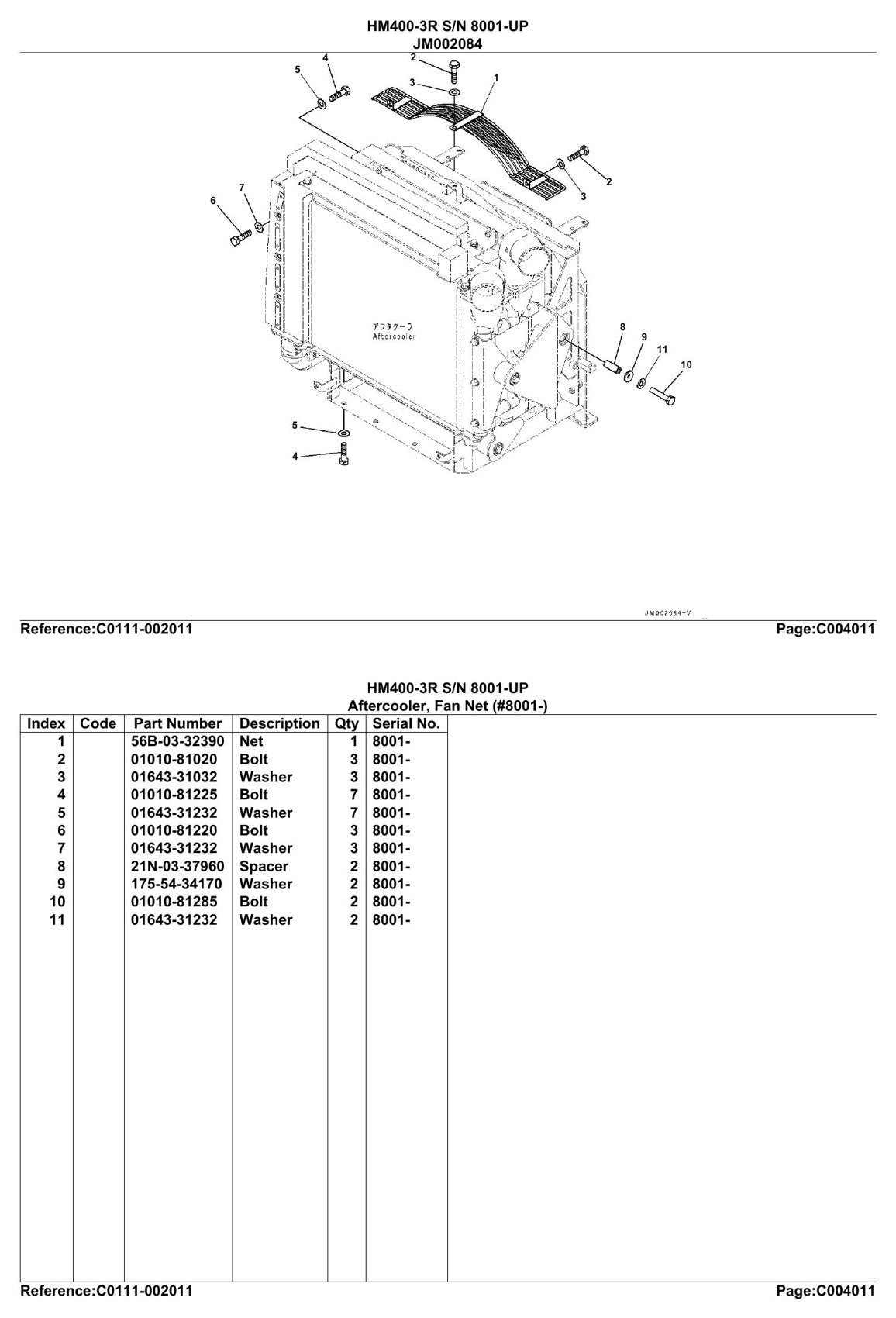 Catálogo de pecas Komatsu - HM400-3R - Cam. Basculantes - vista explodida 1