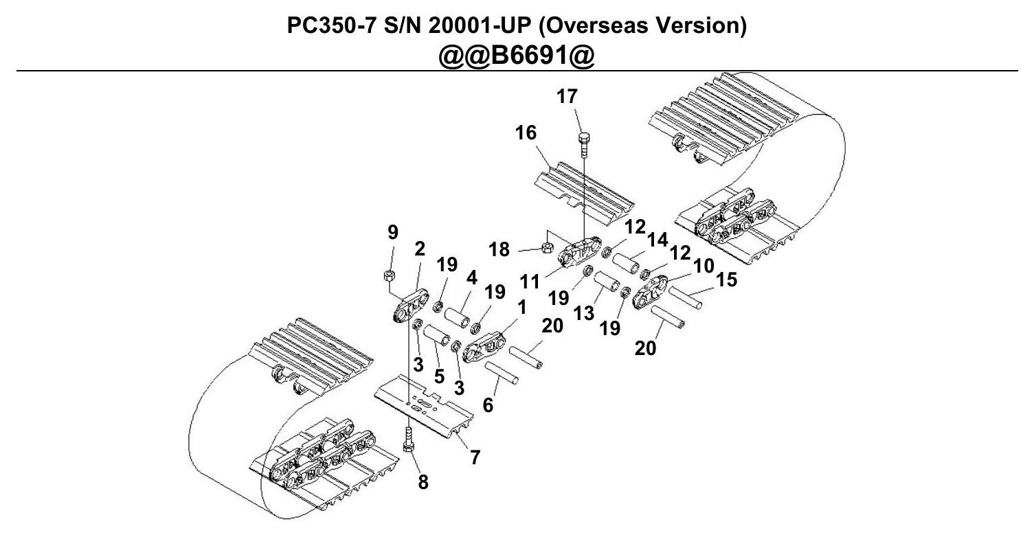 Catálogo de pecas Komatsu - PC350-7 - escavad. de esteira - vista explodida 1