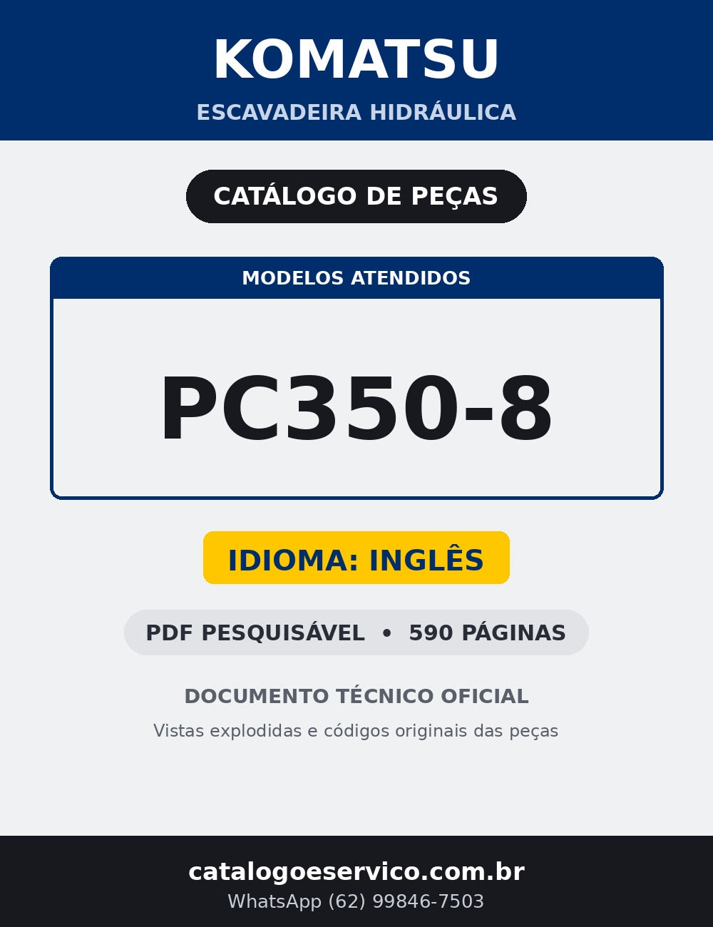 Catálogo de pecas Komatsu - PC350-8 - escavad. de esteira - capa
