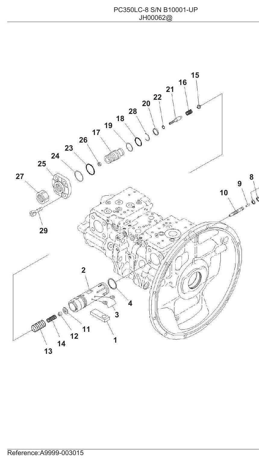 Catálogo de pecas Komatsu - PC350-8 - escavad. de esteira - vista explodida 1