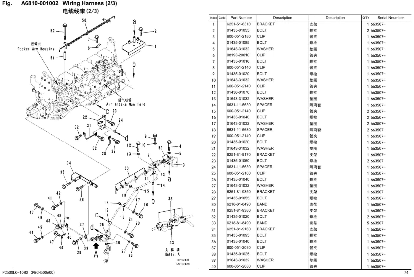 Komatsu PC500LC-10MO — vista/página 1 do catálogo de peças