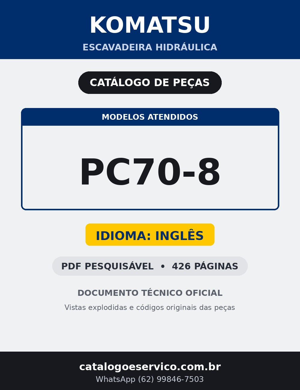 Catálogo de pecas Komatsu - PC70-8 - escavad. de esteira - capa
