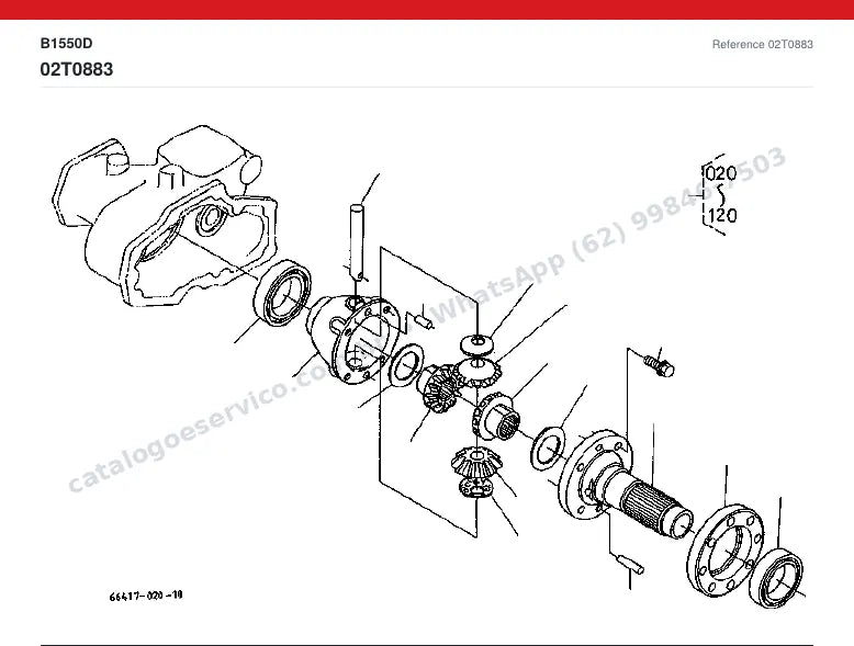 Catálogo de peças Kubota B1550D: vista explodida (2)