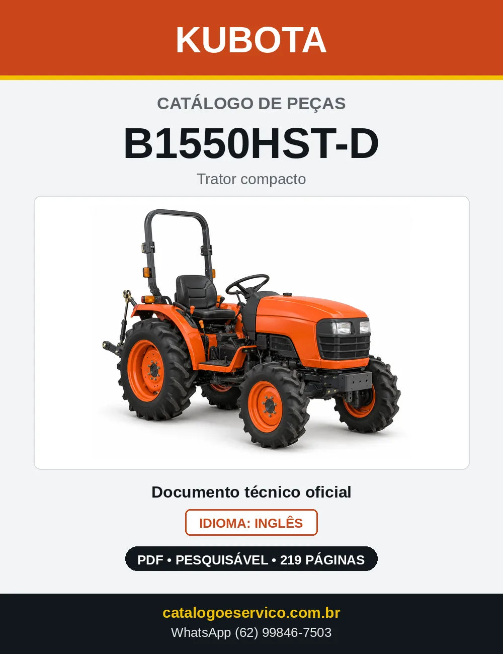 Capa do Catálogo de Peças Kubota B1550HST-D em PDF