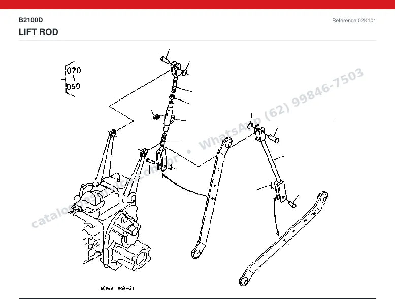 Catálogo de peças Kubota B2100D: vista explodida