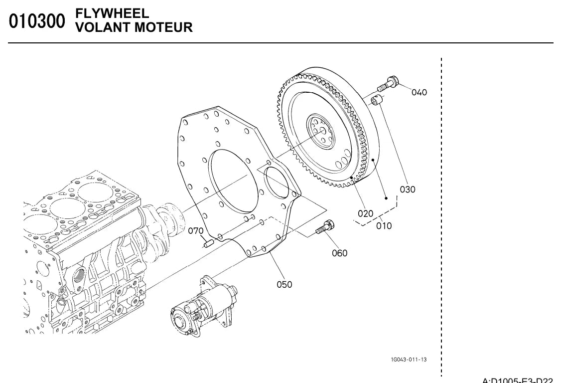 Página ilustrada do Catálogo de Peças Kubota B2320DT/DTWO com as posições numeradas