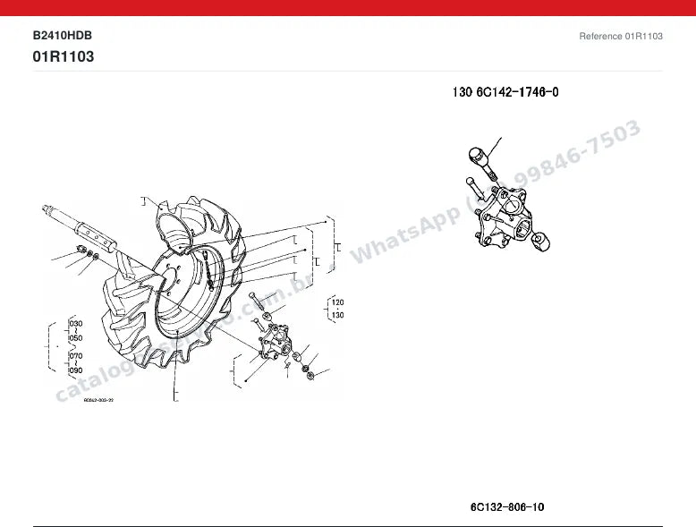 Catálogo de peças Kubota B2410HDB: vista explodida (2)
