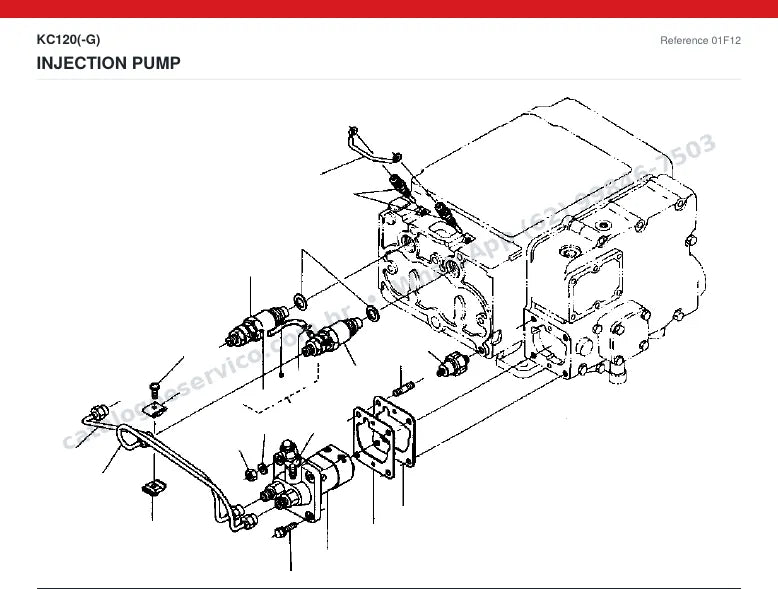 Catálogo de peças Kubota KC120 (-G): vista explodida — injeção e alimentação de combustível