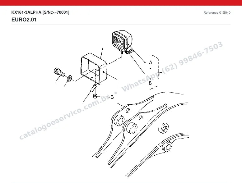 Catálogo de peças Kubota KX161-3 Alpha: vista explodida