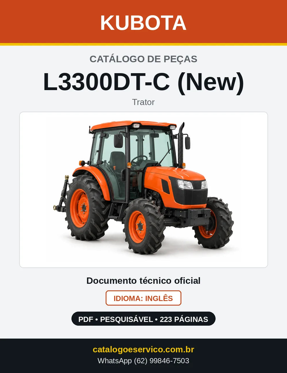 Capa do Catálogo de Peças Kubota L3300DT-C (New) em PDF