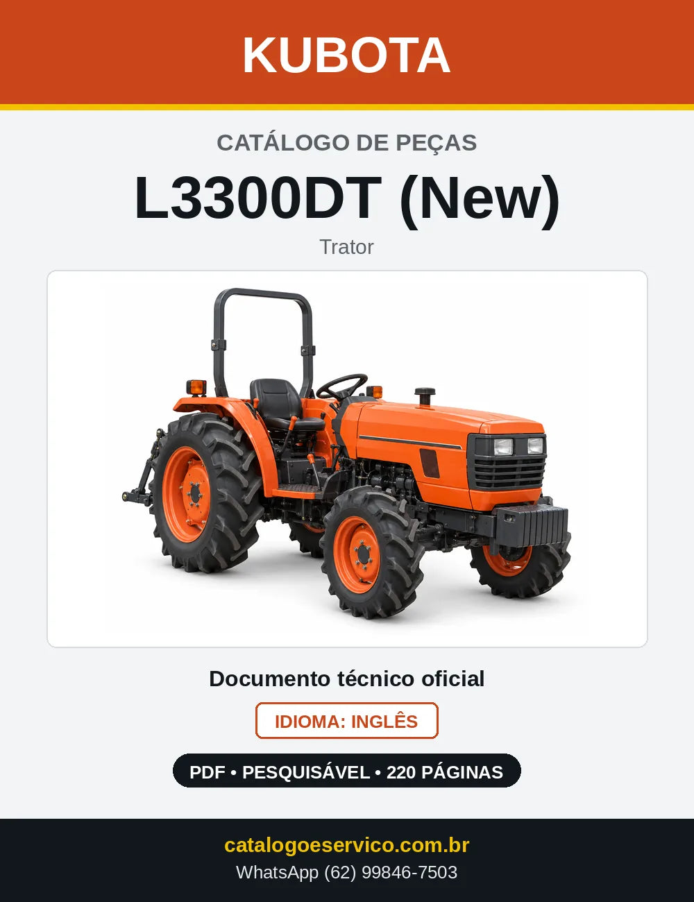 Capa do Catálogo de Peças Kubota L3300DT (New) em PDF