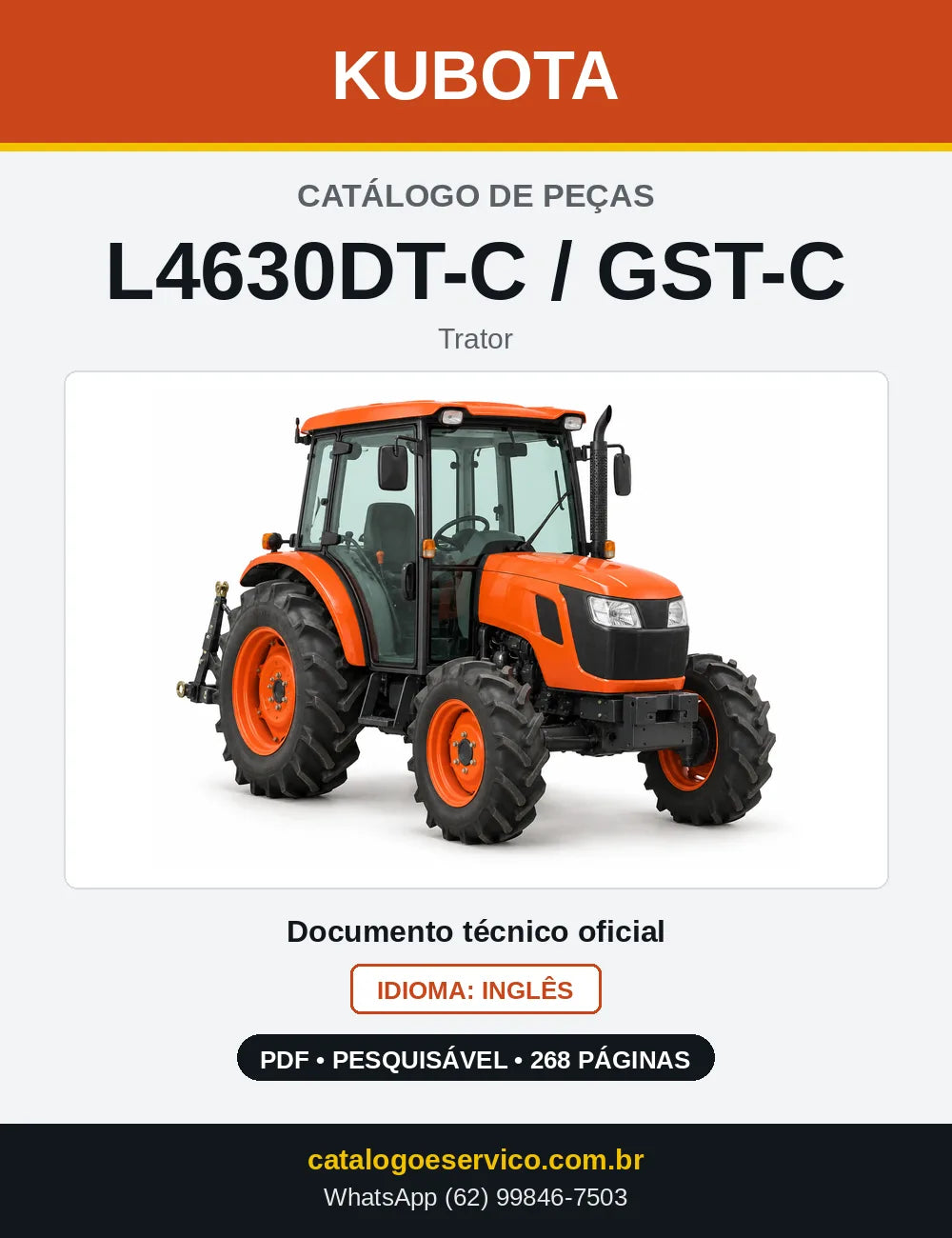 Capa do Catálogo de Peças Kubota L4630DT-C / GST-C em PDF