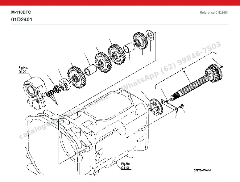 Catálogo de peças Kubota M-110DTC: vista explodida