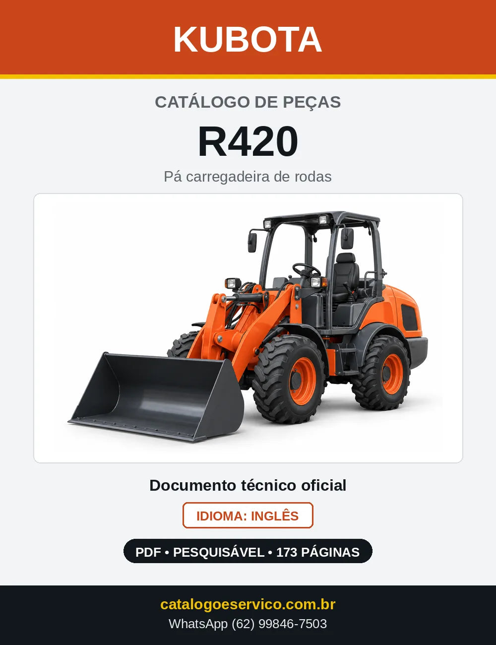 Capa do Catálogo de Peças Kubota R420 em PDF