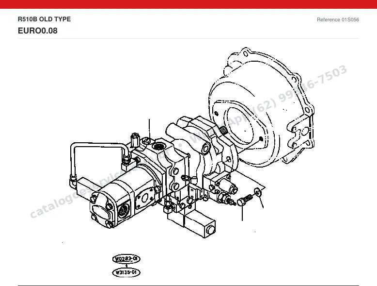 Catálogo de peças Kubota R510B (tipo antigo): vista explodida