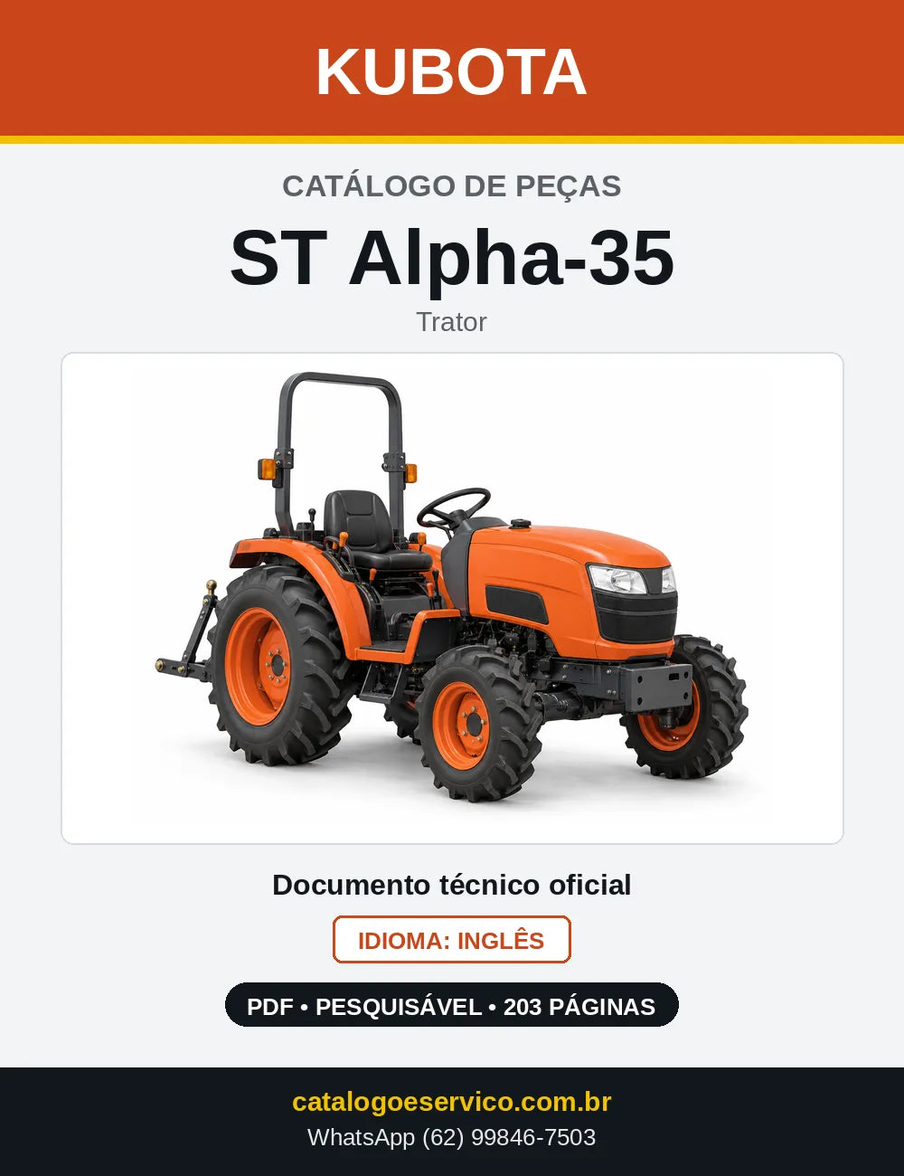 Capa do Catálogo de Peças Kubota ST Alpha-35 em PDF