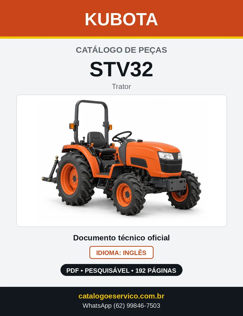 Capa do Catálogo de Peças Kubota STV32 em PDF