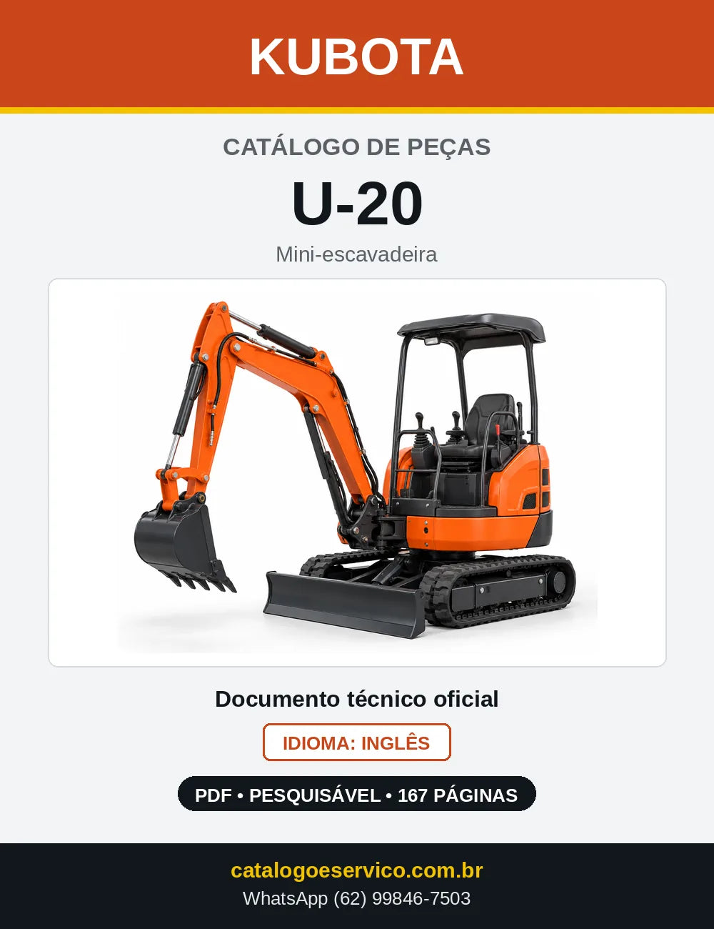 Capa do Catálogo de Peças Kubota U-20 em PDF