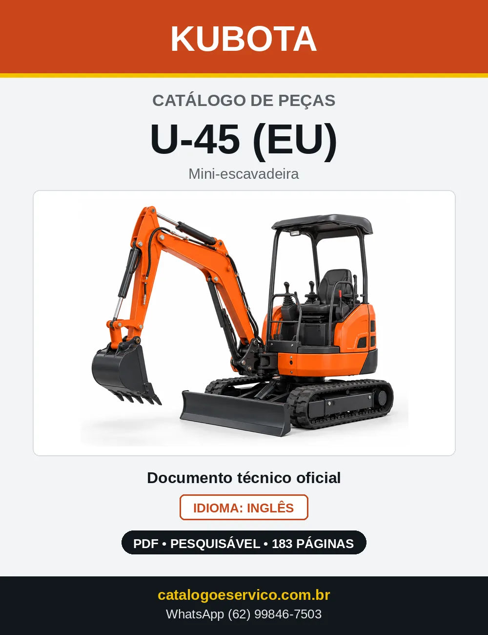 Capa do Catálogo de Peças Kubota U-45 (EU) em PDF