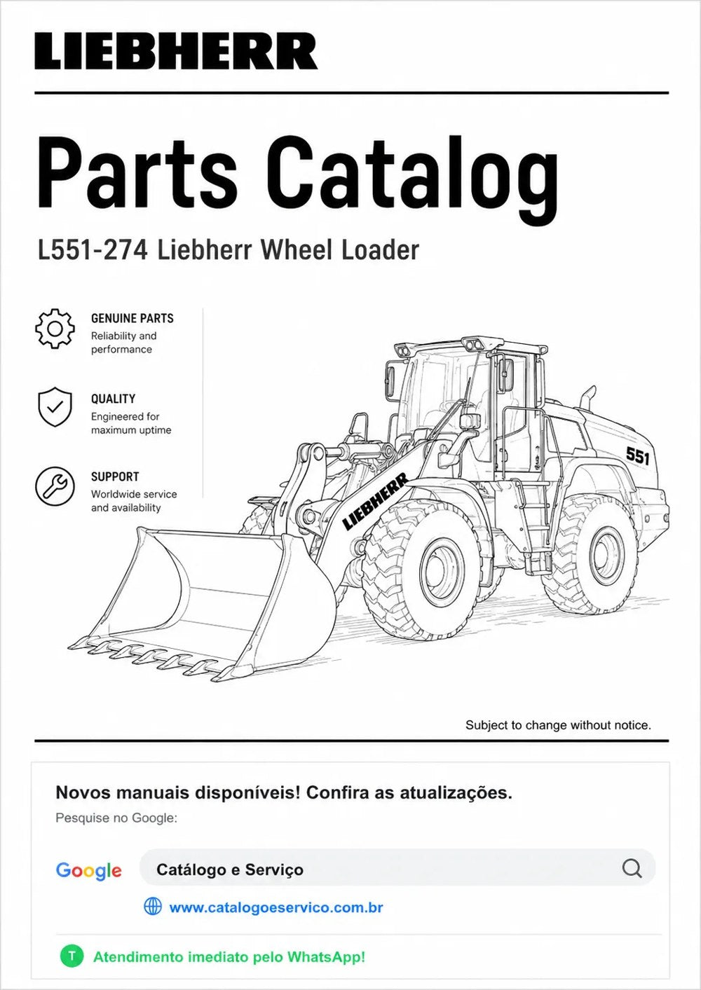 Catálogo de Peças L551-274 Liebherr Pá Carregadeira