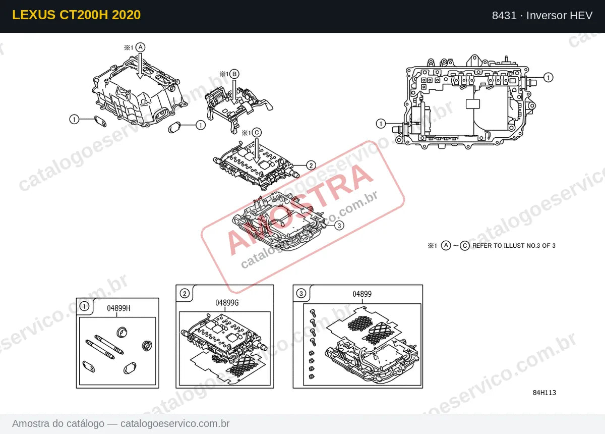Vista explodida Inversor HEV — Lexus CT200h 2020